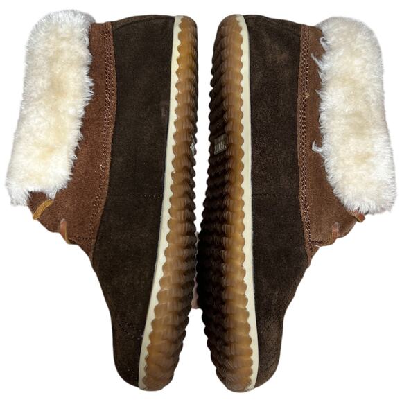 SPERRY Elayna Women 8 Duck Boot Brown Suede Leather Faux Fur Bootie Slipper Shoe - Picture 10 of 14